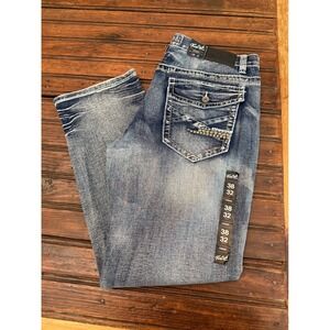 True Luck Jeans Mens 38x32 Straight Full Blast Stretch Denim TL22031404 Blue NWT